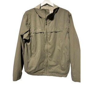 Columbia Mens Size M Khaki Zip Up Jacket Vented Hiking Fishing Pockets Galore!